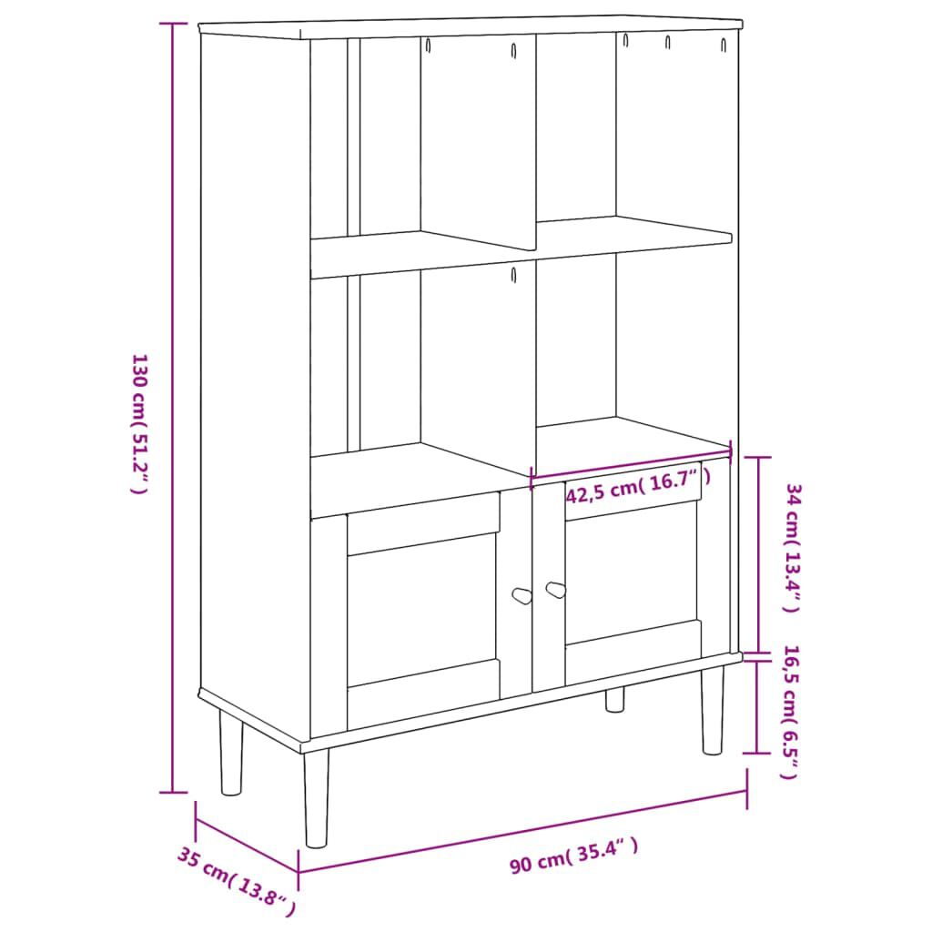 vidaXL Bookcase SENJA Rattan Look Brown 90x35x130 cm Solid Wood Pine