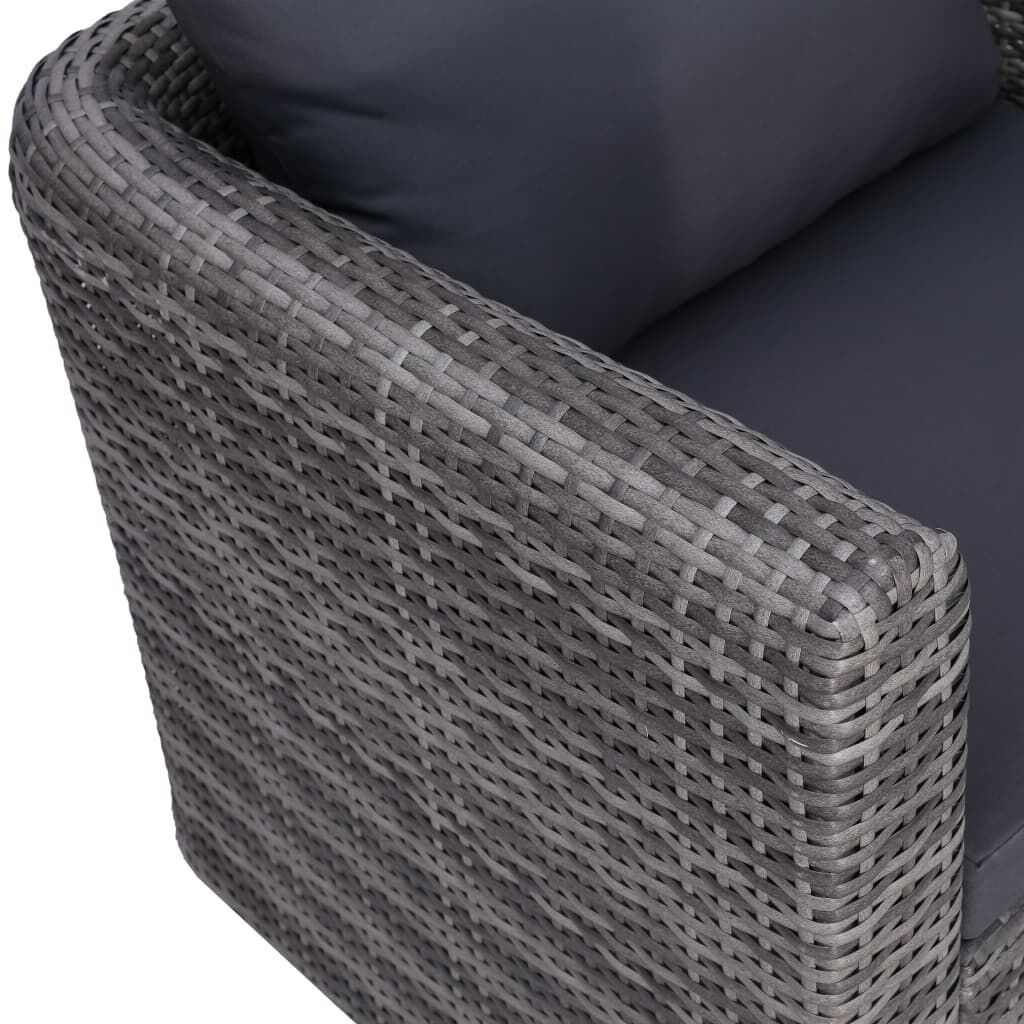 vidaXL 7 Piece Garden Lounge Set with Cushions Poly Rattan Grey