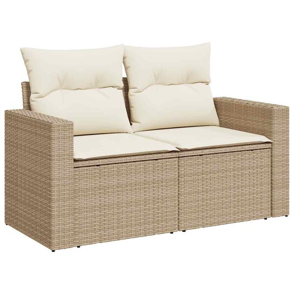 vidaXL 5 Piece Garden Sofa Set with Cushions Beige Poly Rattan