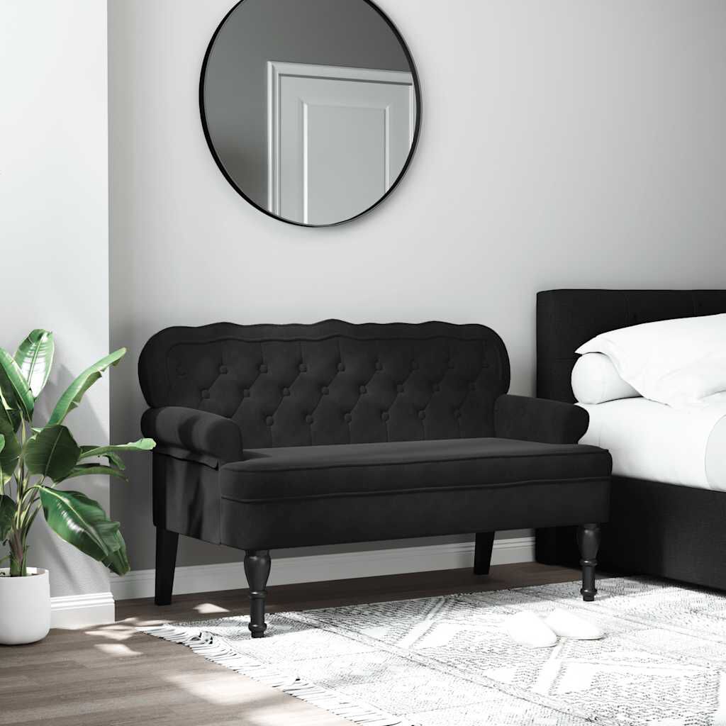 vidaXL Bench with Backrest Black 119.5x64.5x75 cm Velvet