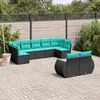 vidaXL 9 Piece Garden Sofa Set with Cushions Black Poly Rattan