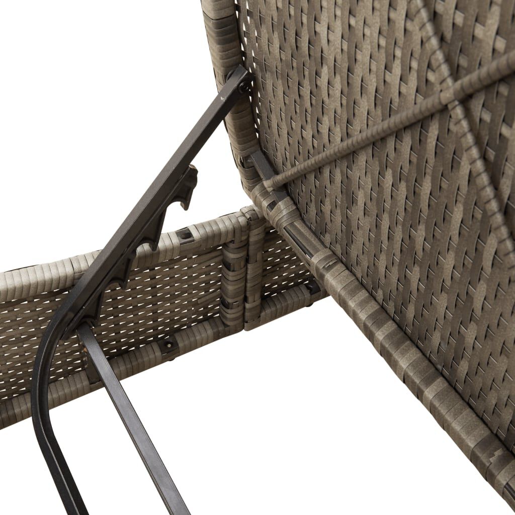 vidaXL Double Sun Lounger with Cushions Grey Poly Rattan