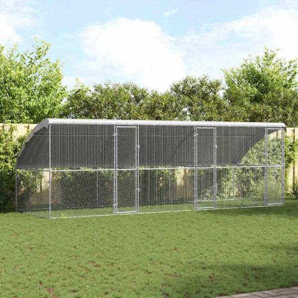 vidaXL Chicken Cage Silver 600 x 200 x 198.5 cm Galvanised Steel