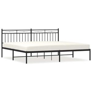 vidaXL Metal Bed Frame without Mattress with Headboard Black 193x203cm