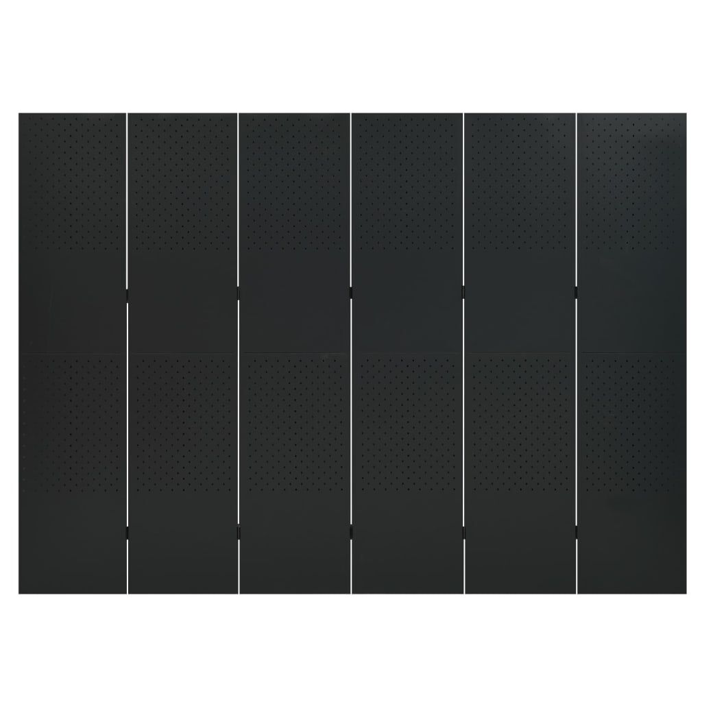 vidaXL 6-Panel Room Dividers 2 pcs Black 240x180 cm Steel