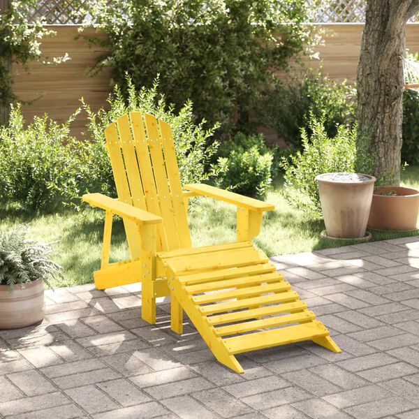 vidaXL Adirondack Chair with Ottoman Yellow Solid Wood Fir