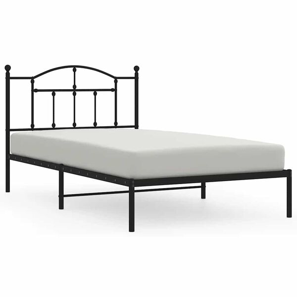vidaXL Metal Bed Frame without Mattress with Headboard Black 100x200cm