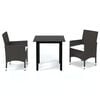vidaXL 3 Piece Garden Dining Set with Cushions Poly Rattan Brown