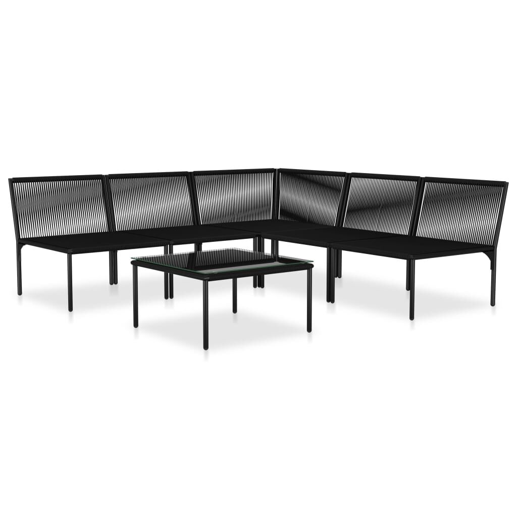 vidaXL 6 Piece Garden Lounge Set with Cushions Black PVC
