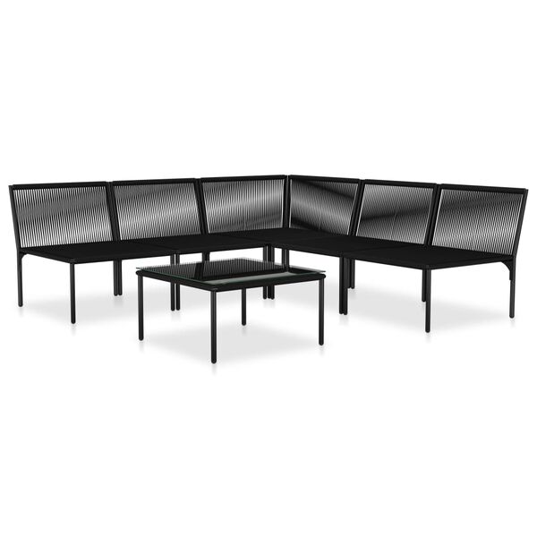 vidaXL 6 Piece Garden Lounge Set with Cushions Black PVC