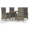vidaXL 5 Piece Garden Dining Set with Cushions Grey Poly Rattan