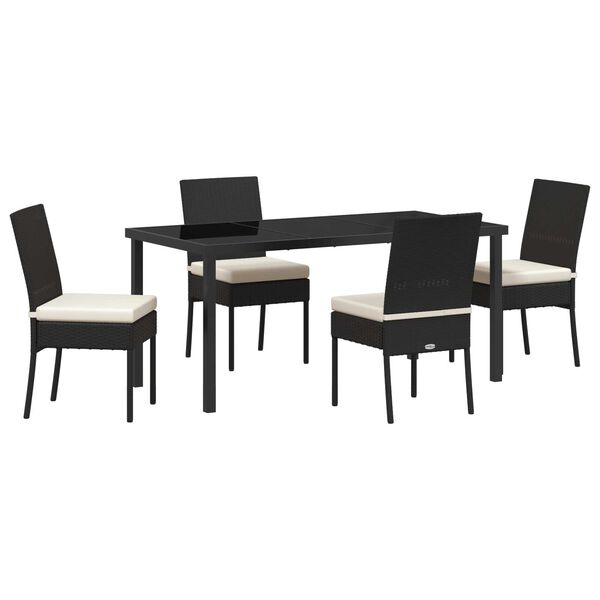 vidaXL Garden Dining Set 5 pcs Black Powder-Coated Steel