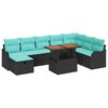 vidaXL Garden Sofa Set Height-Adjustable 9 pcs Black Poly Rattan
