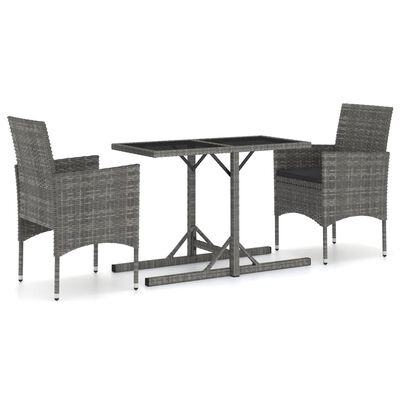 vidaXL 3 Piece Garden Dining Set Grey