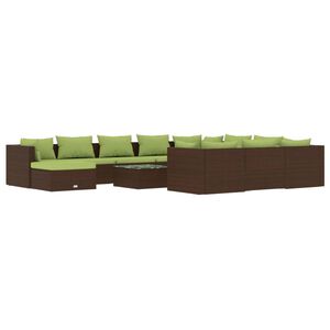 vidaXL 12 Piece Garden Lounge Set with Cushions Poly Rattan Brown