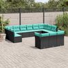 vidaXL 13 Piece Garden Sofa Set with Cushions Black Poly Rattan