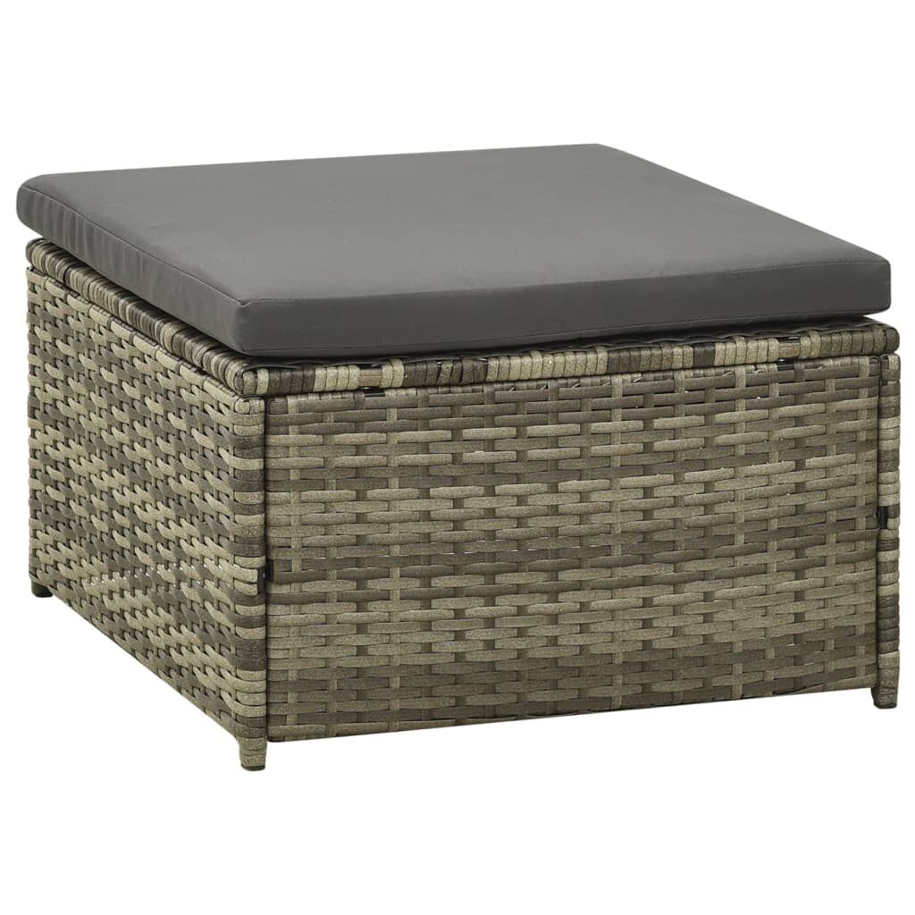 vidaXL 3 Piece Garden Lounge Set with Cushions Poly Rattan Grey