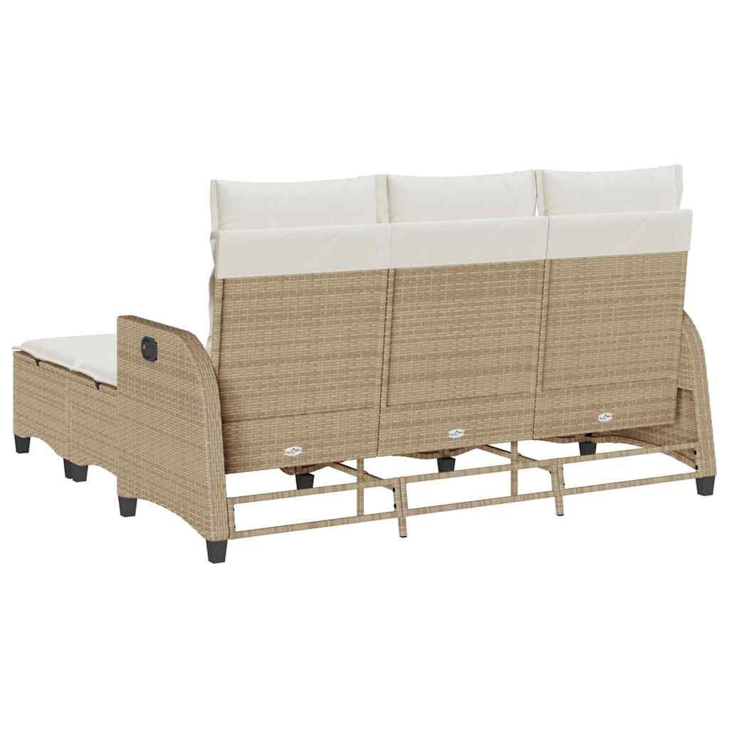 vidaXL 3 Piece Garden Sofa Set with Cushions L-shaped Beige Poly Rattan