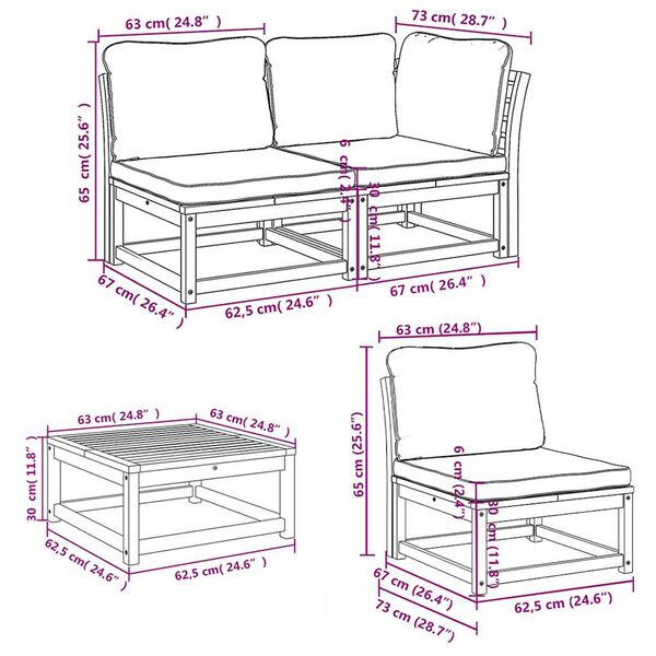 vidaXL 7 Piece Garden Lounge Set with Cushions Solid Wood Acacia