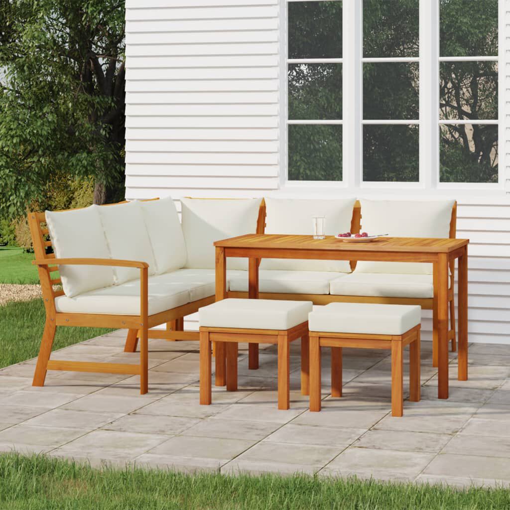 vidaXL 6 Piece Garden Dining Set with Cushions Solid Wood Acacia