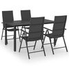vidaXL 5 Piece Garden Dining Set Black
