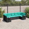 vidaXL 7 Piece Garden Sofa Set with Cushions Black Poly Rattan