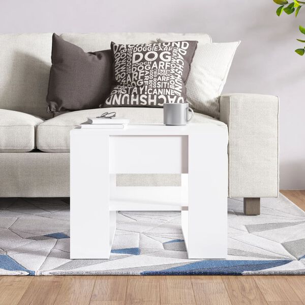 vidaXL Coffee Table High Gloss White 55.5x55x45 cm Engineered Wood