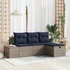 vidaXL Garden Sofa Set with Cushion with Storage 4 pcs Poly Rattan
