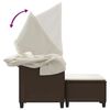 vidaXL Garden Sofa 2-Seater with Canopy and Stools Brown Poly Rattan