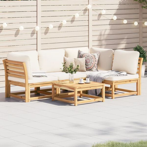 vidaXL 5 Piece Garden Lounge Set with Cushions Solid Wood Acacia