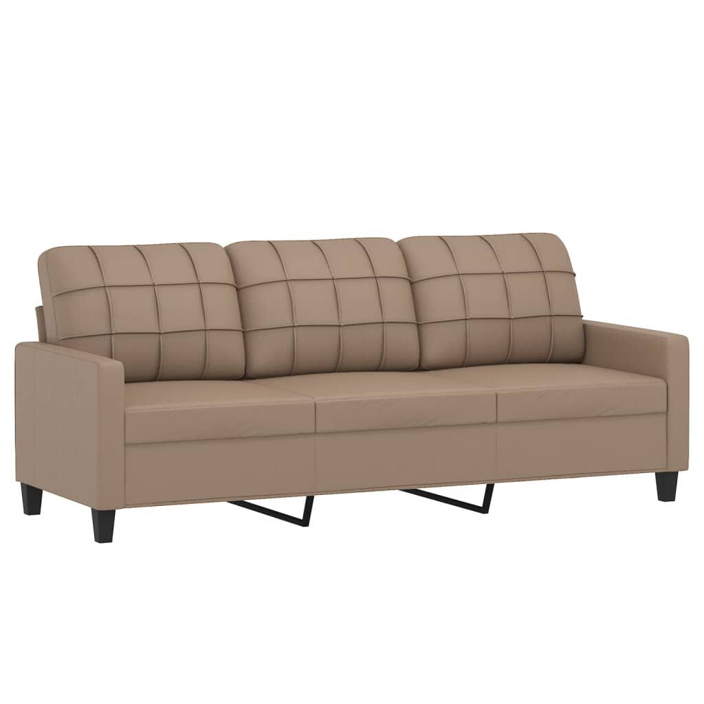 vidaXL 3-Seater Sofa Cappuccino 180 cm Faux Leather