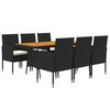 vidaXL 7 Piece Outdoor Dining Set Poly Rattan Black