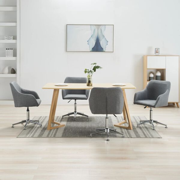 vidaXL Swivel Dining Chairs 4 pcs Light Grey Fabric
