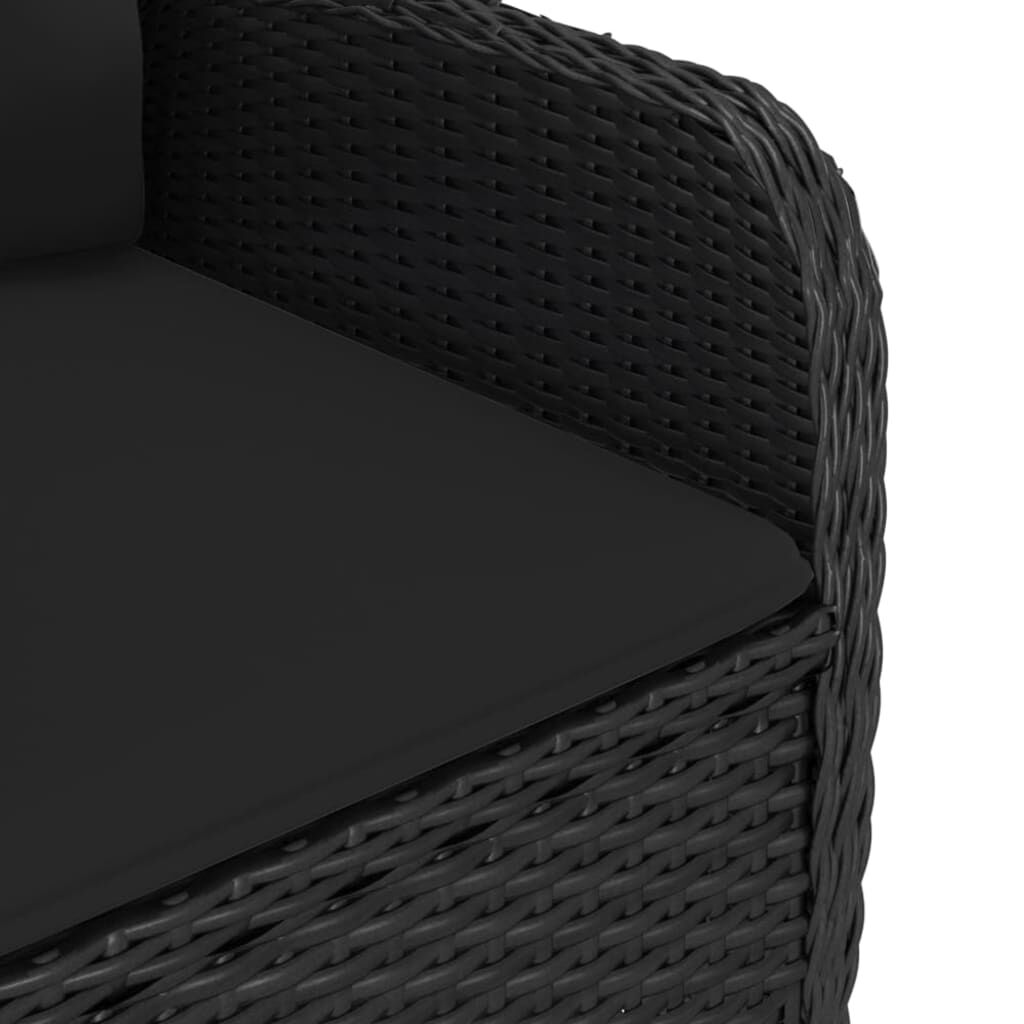 vidaXL 3 Piece Garden Bistro Set Poly Rattan and Glass Black