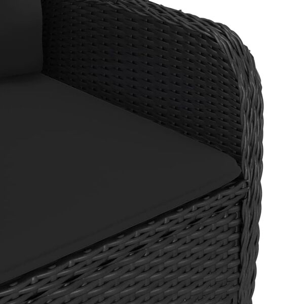 vidaXL 3 Piece Garden Bistro Set Poly Rattan and Glass Black