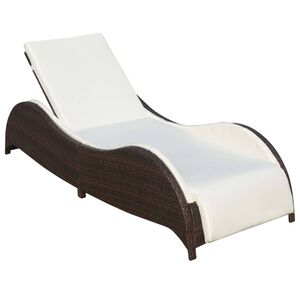 vidaXL Sun Lounger with Cushion Poly Rattan Brown
