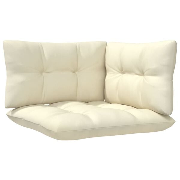 vidaXL 3-Seater Garden Sofa with Cream Cushions Solid Pinewood