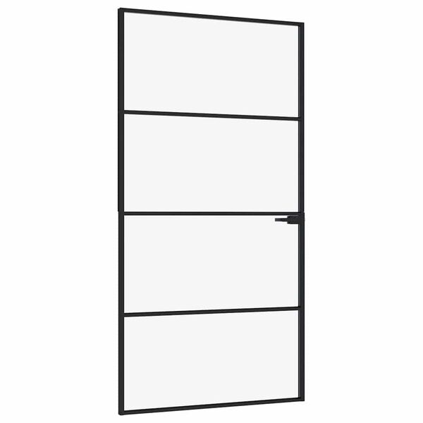 vidaXL Interior Door Black 102x201.5 cm Tempered Glass&Aluminium