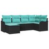 vidaXL Garden Sofa Set 6 pcs Black and Turquoise Poly Rattan