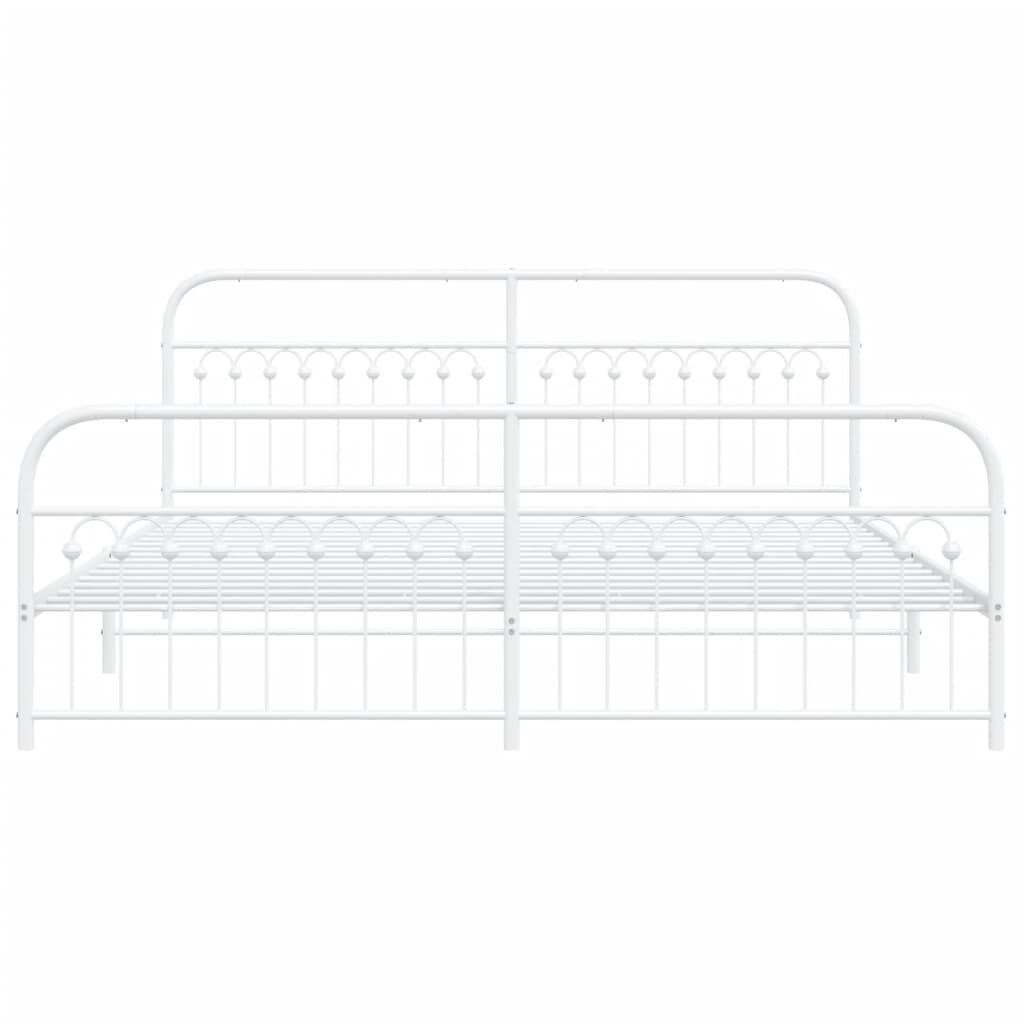 vidaXL Metal Bed Frame without Mattress with Footboard White 193x203cm