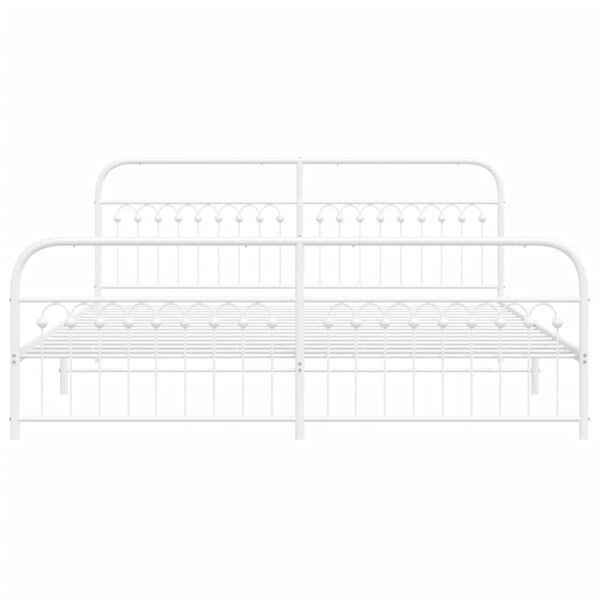 vidaXL Metal Bed Frame without Mattress with Footboard White 193x203cm