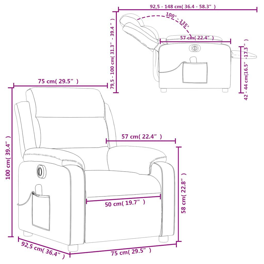vidaXL Electric Massage Recliner Chair Dark Grey Velvet