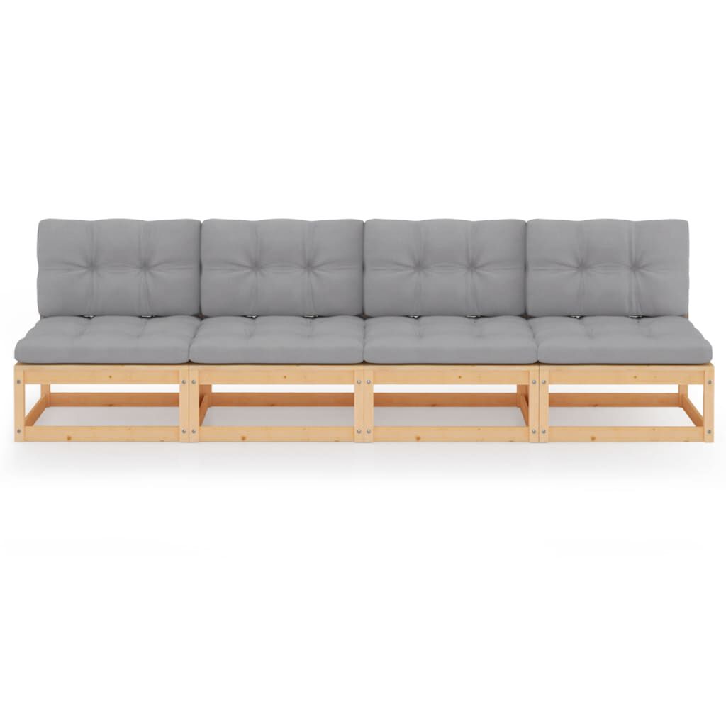 vidaXL 4-Seater Sofa with Cushions Solid Pinewood