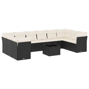vidaXL 11 Piece Garden Sofa Set with Cushions Black Poly Rattan