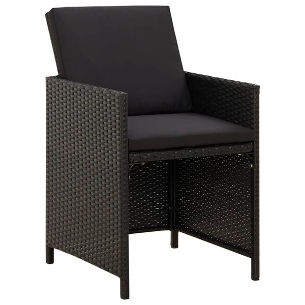 vidaXL Garden Chairs with Cushions 4 pcs Poly Rattan Black
