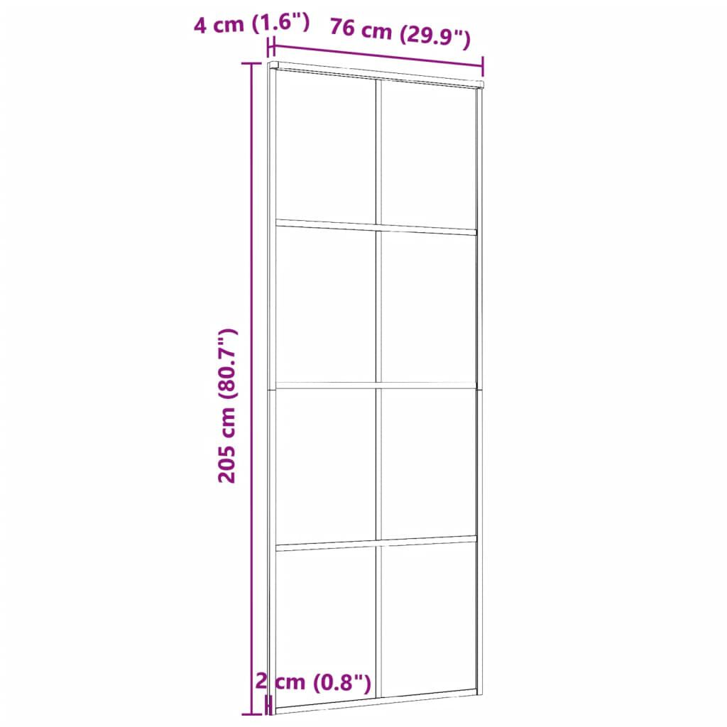 vidaXL Sliding Door Aluminium and ESG Glass 76x205 cm Black