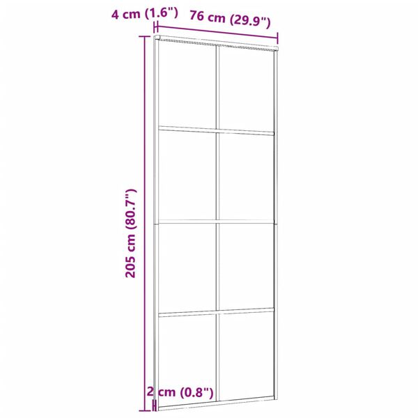 vidaXL Sliding Door Aluminium and ESG Glass 76x205 cm Black