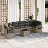 vidaXL 7 Piece Garden Sofa Set with Cushions Grey Poly Rattan