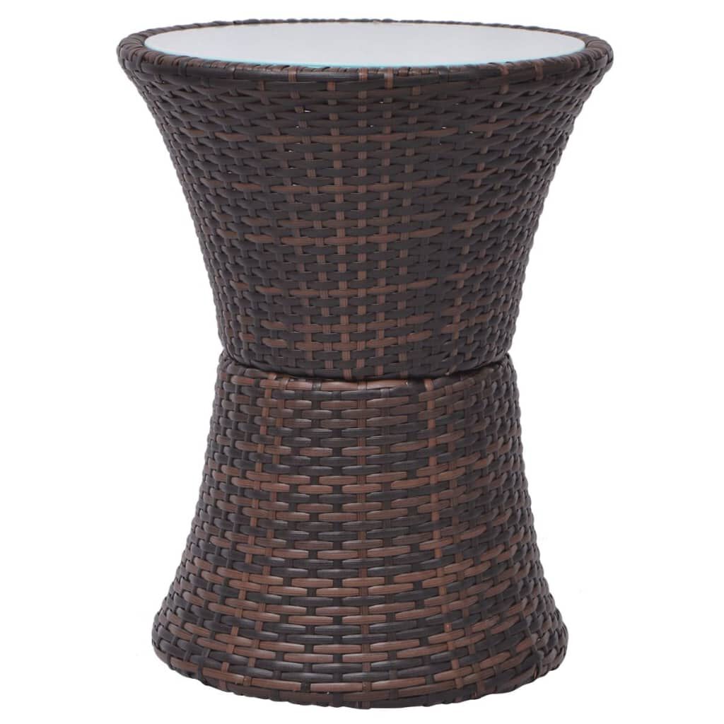 vidaXL 3 Piece Bistro Set with Cushions Poly Rattan Brown