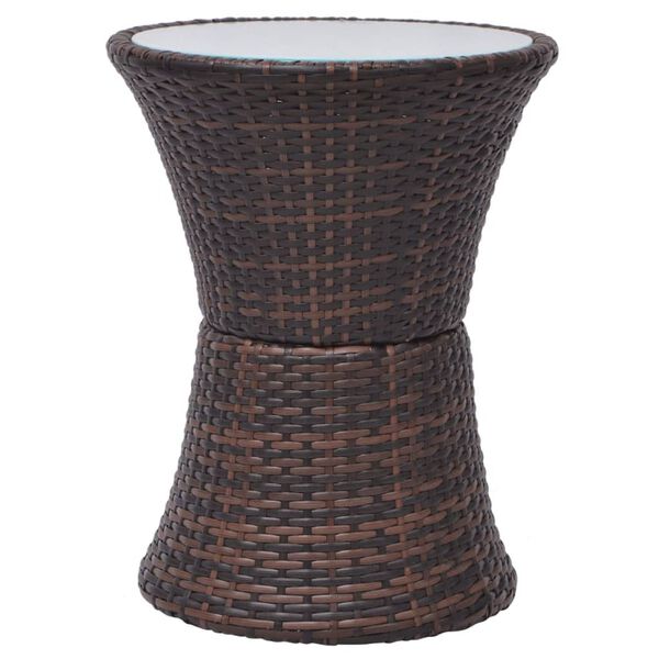 vidaXL 3 Piece Bistro Set with Cushions Poly Rattan Brown